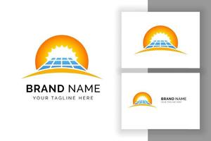 Sun solar energy logo design template. solar panel tech sign symbol vector