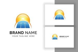 Sun solar energy logo design template. solar panel tech sign symbol vector