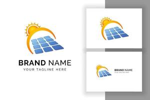 Sun solar energy logo design template. solar panel tech sign symbol vector