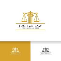 plantilla de diseño de logotipo de ley de justicia. escalas y pilar de la justicia símbolo vector