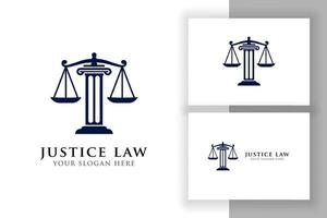 justice law logo design template. scales and pillar of justice symbol vector