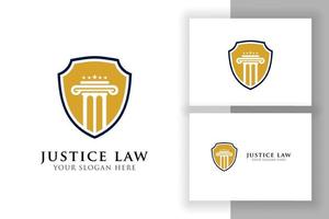 emblem of justice law logo design template. pillar and star shape vector