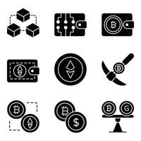 conjuntos de iconos de glifos de criptomonedas vector