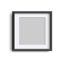 Frame blank isolated on white, realistic square black photoframe mock up vector