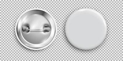 Insignia en blanco, botón redondo blanco 3d, botón pin aislado vector