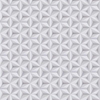 Abstract white, grey background, 3d paper seamless pattern with stars, geometric texture