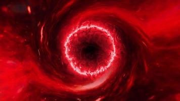 Rotación del agujero negro rojo resplandor en la animación de fondo del espacio profundo video