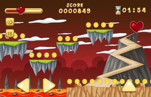 Lava Cave Game Scene Template vector