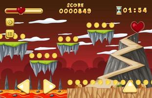 Lava Cave Game Scene Template vector