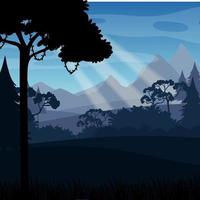 Forest landscape silhouette background vector