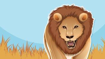 Thumbnail design with lion cartoon character vector