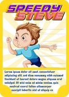 plantilla de tarjeta de juego de personajes con palabra speedy steve vector