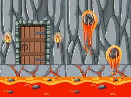 plantilla de escena de juego de cueva de lava vector