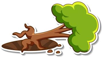 A sticker template with broken tree isolated vector