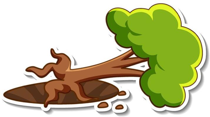 A sticker template with broken tree isolated