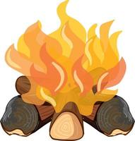 Bonfire with wood on white background vector