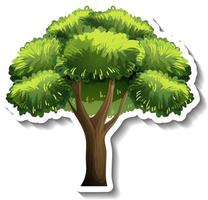 Un árbol con adhesivo de hojas verdes sobre fondo blanco. vector