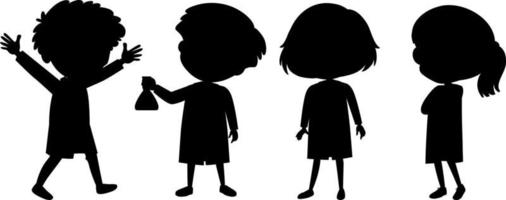 Set of kids silhouette cartoon character vector