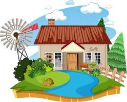 Isolated old broken farm house in the rural vector