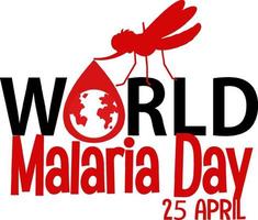 World Malaria Day logo or banner with mosquito vector