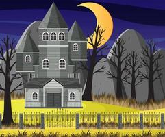 Haunted halloween mansion at night vector