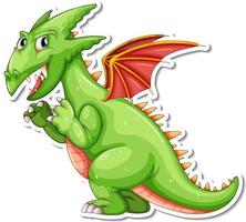 pegatina de personaje de dibujos animados de dragón de fantasía vector
