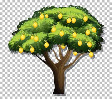 Lemon tree on grid background vector