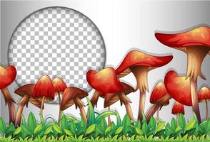 Round frame with many mushrooms vector