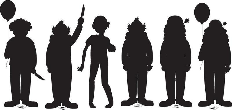 Set of halloween ghost character silhouettes