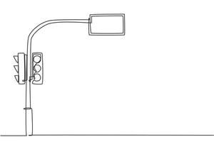 Single one line drawing of a traffic light that uses countdown time to inform road users of remaining stop time and road time. Modern continuous line draw design graphic vector illustration.