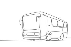 Continuous one line drawing express buses that serve inter-city passenger trips between provinces and can also be used by tourists. Public vehicle. Single line draw design vector graphic illustration.