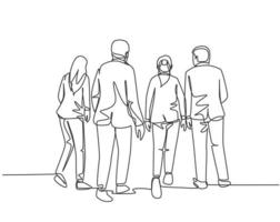 One single line drawing of young male startup CEO walking together to the workshop room to present their proposal. Urban commuter workers concept continuous line draw design vector illustration