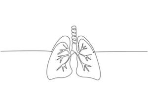 One continuous line drawing of anatomical human lungs organ. Dynamic medical internal anatomy concept. Single line draw graphic design vector illustration