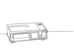 dibujo de línea continua única del reproductor de video clásico antiguo retro. Concepto de máquina de video vhs analógico vintage gráfico de ilustración de vector de diseño de dibujo de una línea