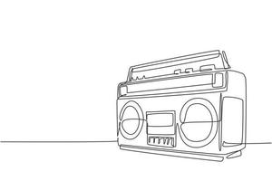 One continuous line drawing of retro old fashioned analog radio tape. Classic vintage audio technology concept. Music player single line draw design vector illustration graphic