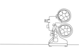 Single continuous line drawing of retro old classic video player. Vintage analog movie projector item concept one line draw design vector graphic illustration