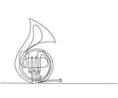 dibujo de una sola línea continua de trompeta de bolsillo. Instrumentos de música de viento dinámico concepto una línea dibujar diseño gráfico ilustración vectorial vector