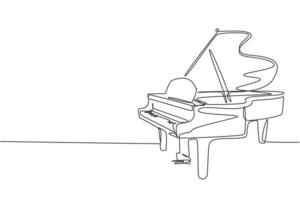 un dibujo de una sola línea de un piano de cola de madera de lujo. Instrumentos de música clásica moderna concepto gráfico de ilustración de vector de diseño de dibujo de línea continua