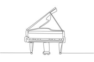 One continuous line drawing of luxury analog grand piano. Trendy classical music instruments concept single line draw design graphic vector illustration