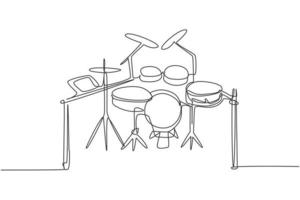 Continuous single line drawing of electronic drum band set. Modern electric digital percussion music instruments concept one line draw design graphic vector illustration