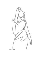 dibujo de línea continua única de mujer de cuerpo abstracto bastante sexy minimalista para cosmética, camiseta, moda. concepto de retrato femenino de belleza. Ilustración gráfica de vector de diseño de dibujo de una línea de moda