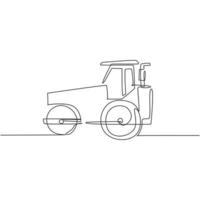 One single line drawing of harvester tractor for farming harvest vector illustration, commercial vehicle. Heavy machines vehicles agriculture concept. Modern continuous line graphic draw design