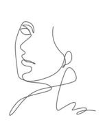 Single continuous line drawing beautiful aesthetic portrait woman abstract face. Pretty sexy model female silhouette minimalist style concept. Trendy one line draw design vector graphic illustration