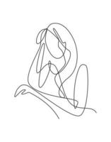 One single line drawing of minimalist beauty abstract body woman face portrait vector illustration. Print for fashion, t-shirt, logo, salon logo concept. Modern continuous line draw graphic design