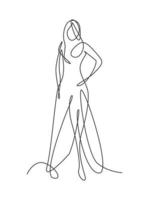 dibujo de línea continua única de mujer de cuerpo abstracto bastante sexy minimalista para cosmética, camiseta, moda. concepto de retrato femenino de belleza. Ilustración gráfica de vector de diseño de dibujo de una línea de moda