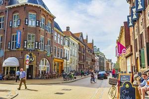 Cityscape Panorama buildings bicycles traffic in Groningen Holland Netherlands. photo