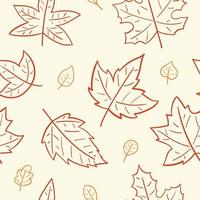 Hand drawn autumn falling leaves seamless pattern. vector