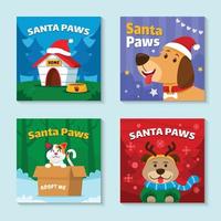 Set of Cards of Santa Paws vector