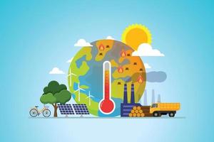 Global warming increase temperature earth with thermometer vector