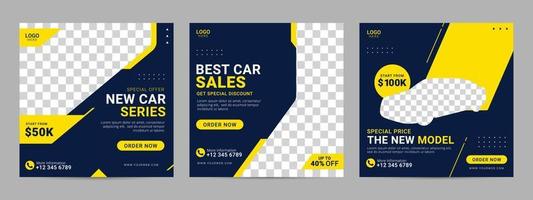 Car dealership social media post template banner for promotion vector